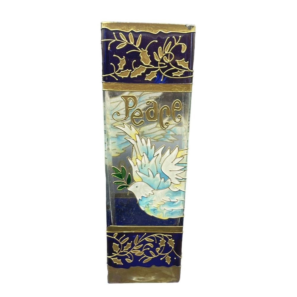 Joan Baker Designs Peace Dove Stained Glass Votive Candle Holder Tiffany 2003